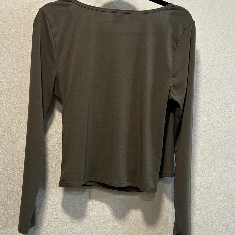Athleta Olive Long Sleeve Wrap Top - Picture 3 of 6